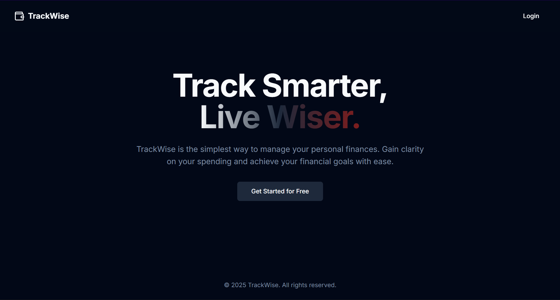 trackwise website homepage